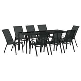 Garden Dining Set 9 pcs Black Powder-coated Steel 3379120
