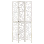 Room Divider 3 Panels White Solid Wood Paulownia 358736