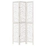 Room Divider 3 Panels White Solid Wood Paulownia 358736