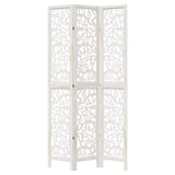 Room Divider 3 Panels White Solid Wood Paulownia 358736