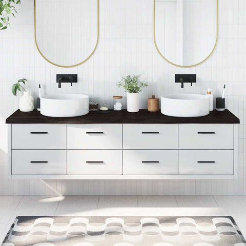 Bathroom Countertop Dark Brown 200x50x cm Treated Solid Wood 3156269