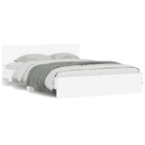 Bed Frame White Engineered wood Double Bed Frame Rectangular 3207595