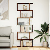 Room Divider Bookcase 6-Tier Smoked Oak 70x24x193 cm Engineered Wood 858088