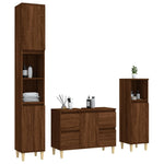 ZNTS 3 Piece Bathroom Furniture Set Brown Oak Engineered Wood 3185604