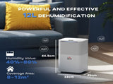 12L/Day 2000ML Portable Quiet Dehumidifier for Home Laundry Room Bedroom Basement, Electric Moisture T3398P378790