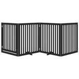 Dog Gate with Door Foldable 4 Panels Black 320 cm Poplar Wood 352259