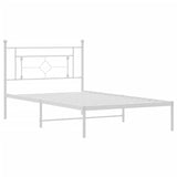 Metal Bed Frame without Mattress with Headboard White 107x203cm 374384