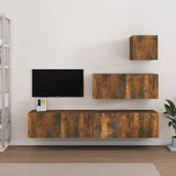 4 Piece TV Cabinet Set Smoked Oak Engineered Wood 3114651