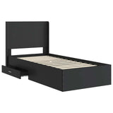 Bed Frame with Storage and Headboard Black 75 x 190 cm 3414166