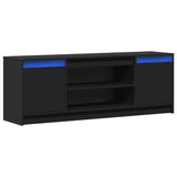 TV Cabinet with LED Black 139.5x34x50 cm Engineered Wood 852195