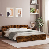 Bed Frame with LED without Mattress Smoked Oak 200x200 cm 3207585