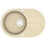 ZNTS Granite Kitchen Sink Single Basin Oval Beige 144866