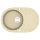 ZNTS Granite Kitchen Sink Single Basin Oval Beige 144866