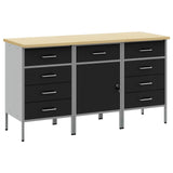 Work Cabinet with Drawer 3 pcs Black and Grey 150 x 55 x 85 cm 3321372