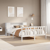 Bookcase Bed without Mattress White 140x200cm Solid Wood Pine 3322282
