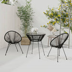 ZNTS 3 Piece Outdoor Dining Set PVC Rattan Black 3060279