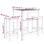 3 Piece Garden Bar Set Black Solid Wood Pine 3154729