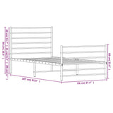 Metal Bed Frame without Mattress with Footboard White 90x200cm 352379