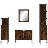 4 Piece Bathroom Cabinet Set Smoked Oak Engineered Wood 3214361