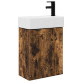 Bathroom Vanity Unit with Tap Smoked Oak 45.5 x 22.5 x 84 cm 889437