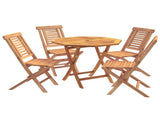 5 Piece Folding Garden Bistro Set Natural Solid Teak Wood 3434111