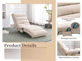 GOMYWAY Fabric Relaxation Chaise Lounge Chair, Full Body Support Fixed Recliner Sofa with Gentle W2678P389544