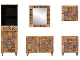Bathroom Furniture Set with Door 5 pcs Natural Solid Mango Wood 3310099