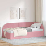 Corner Bed Frame with Headboard Pink 90 x 200 cm Velvet 42016649