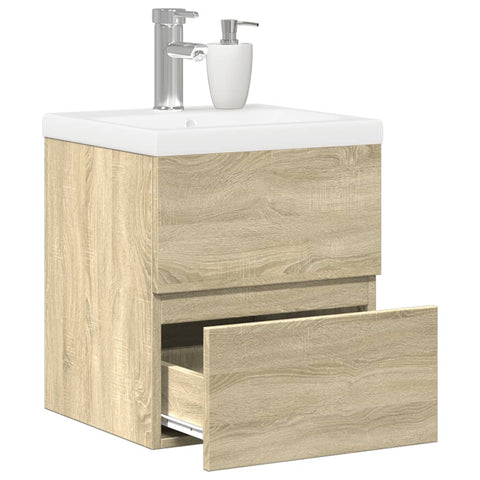 ZNTS 2 Piece Bathroom Furniture Set Sonoma Oak Engineered Wood 3325032