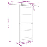Sliding Door Natural and Black 86 x 198.5 cm Solid Pine Wood 3445456