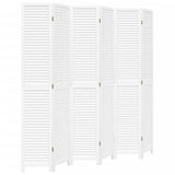 ZNTS Room Divider 6 Panels White Solid Wood Paulownia 358844