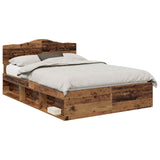 Bed Frame with Headboard Old Wood 160 x 200 cm Solid Pine Wood 3412878