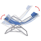 Sunlounger Set of 2 Blue Powder-coated steel frame, PVC seat 42935