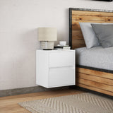 ZNTS Wall-mounted Bedside Cabinet with LED Lights White 3307961