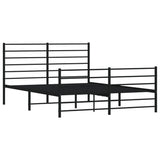 Metal Bed Frame without Mattress with Footboard Black 160x200cm 352340