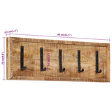 Wall-mounted Coat Rack with 5 Hooks Solid Wood Mango 358953