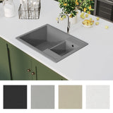 Kitchen Sink with Overflow Hole Double Basins Grey Granite 147086