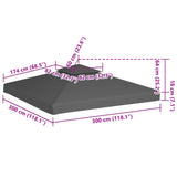 2-Tier Gazebo Top Cover 310 g/m 3x3 m Taupe 44756