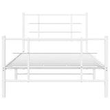 Metal Bed Frame without Mattress with Footboard White 100x200cm 355623