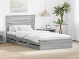 Bed Frame with Drawer Grey Sonoma 90 x 200 cm Engineer Wood 3411533