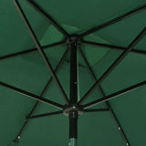 Garden Parasol with LEDs and Steel Pole Green 2x3 m 313786