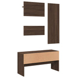 4 Piece Hallway Furniture Set Brown Oak Engineered Wood 847925
