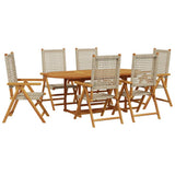 Garden Dining Set Beige Solid acacia wood, PE rattan Medium 3281720