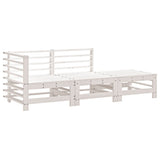 3 Piece Garden Lounge Set White Solid Wood Pine 825647
