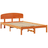 Bed Frame with Headboard Wax Brown 120 x 200 cm Solid Pine Wood 872067