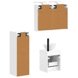 Bathroom Furniture Set 4 pcs White Engineered Wood and Glass 3407463