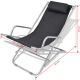 Sunlounger Set of 2 Black Powder-coated steel frame, PVC seat 42936