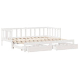 Daybed with Trundle and Drawers without Mattress White 90x200 cm 3302190