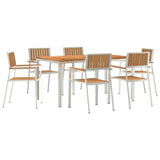 Outdoor Dining Set 7 pcs Solid Teak Wood and Stainless Steel 3334800