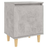 Bed Cabinets with Solid Wood Legs 2pcs Concrete Grey 40x30x50cm 805824